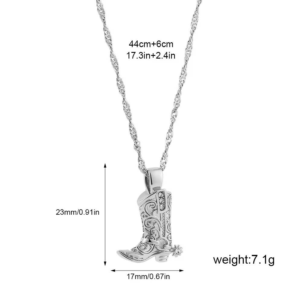 π€ Cowboy Boot Necklace: Silver