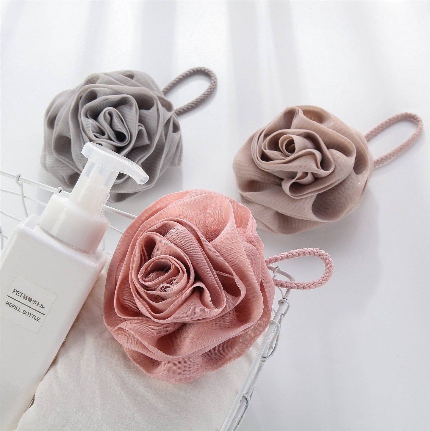 πΈ The Aurrina Rose Bloom Bath Pouf β Blush Pink Radiance
